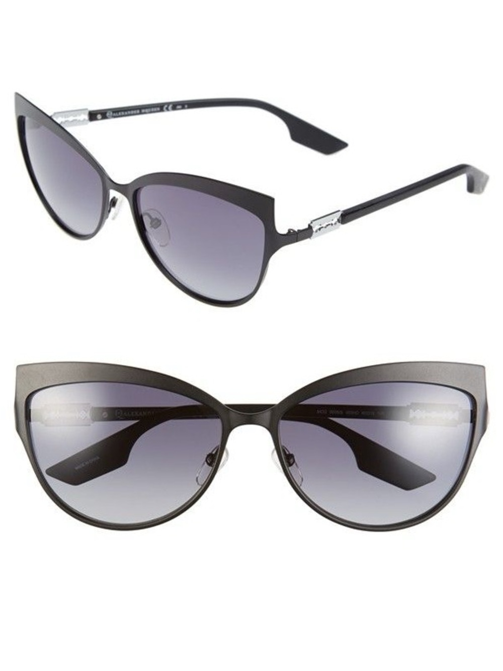 Alexander McQueen “Butterfly” MCQ0008/S - Black Cat Eye Gradient Sunglasses